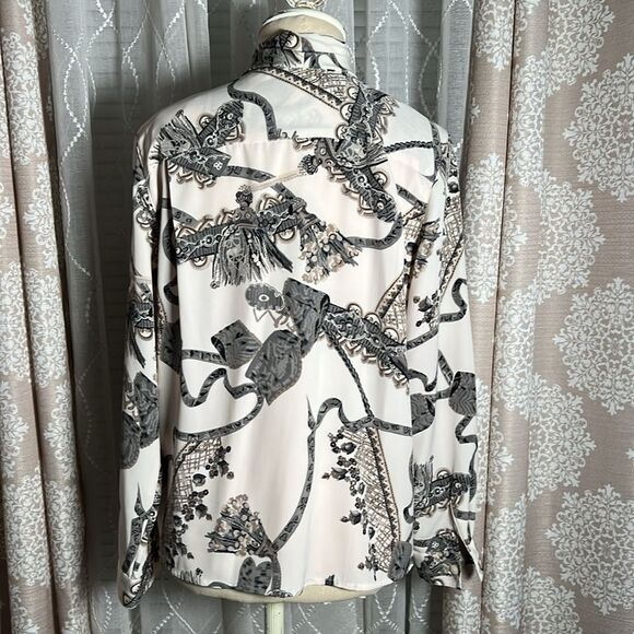 ALFRED DUNNER Petite Long Sleeve Print Blouse Size 10P - Picture 5 of 9